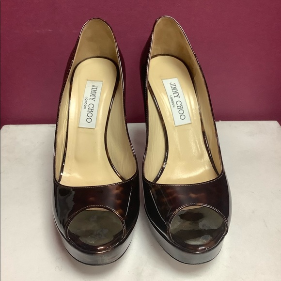 Jimmy Choo Tortoise-Look Peep Toes